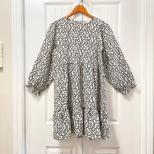 NWOT Jun From Korea Gingham Floral Babydoll Dress Ivory Cream – M